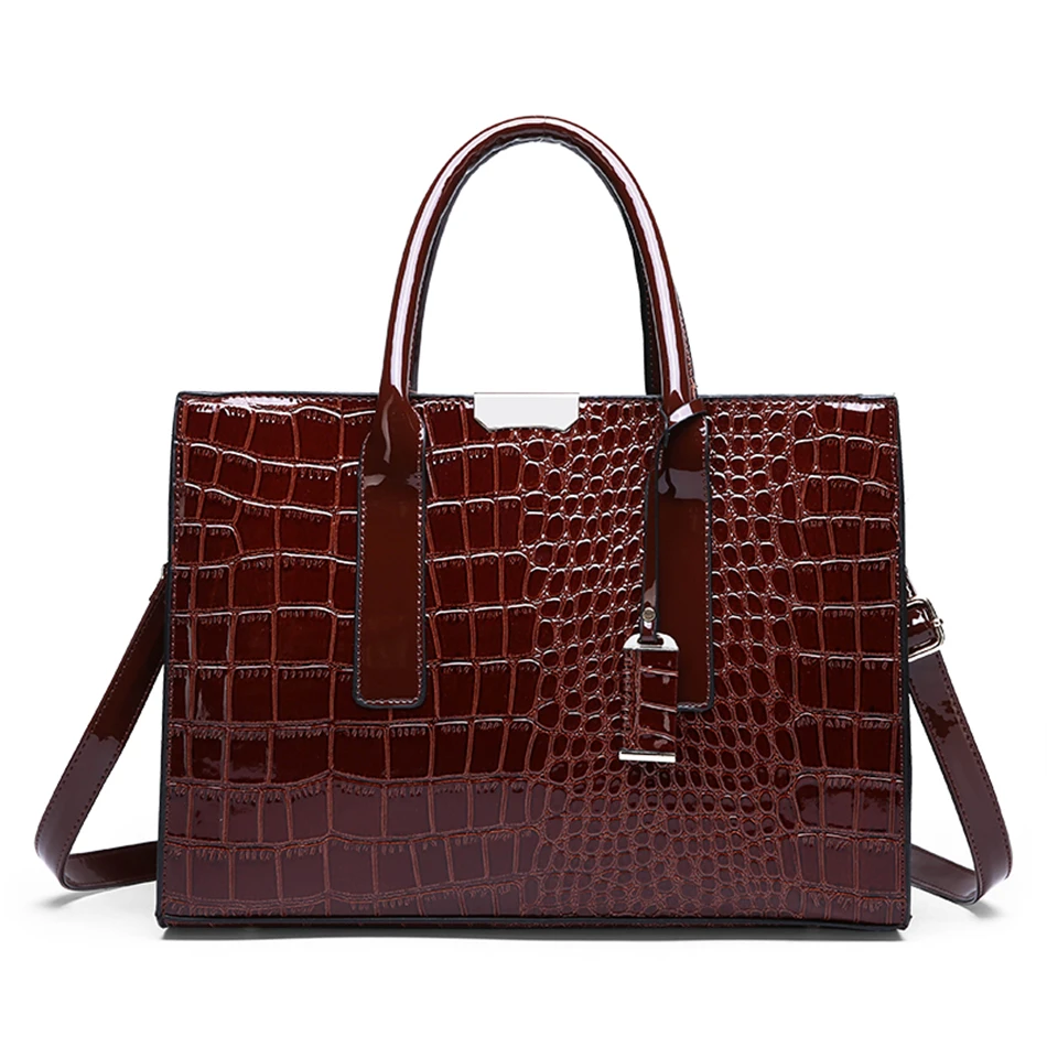 Patent Leather Women Messenger Bags Crocodile  Crossbody Shoulder Hand Bags for  - £27.52 GBP