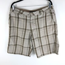 O&#39;Neill Mens Shorts Plaid Flat Front Casual Bottoms Brown Beige 36 - $12.59
