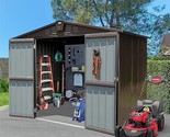 , Metal Steel Utility Tool Shed Storage House For Bike,Trash Can,Galvani... - £483.46 GBP