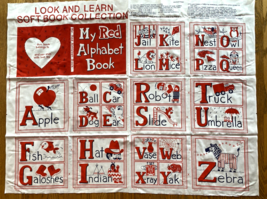 Vintage Look &amp; Learn Soft Book My Red Alphabet Cloth Panel Fabric Prince... - $9.95