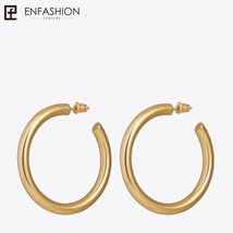 Big Hoop Earrings Solid Gold color Eternity Earings Stainless Steel Circle Earri - £52.35 GBP