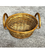 Vintage Woven Wicker Basket With Handles Boho Farmhouse Country  Decor - £10.11 GBP