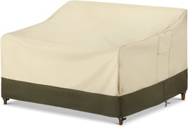 The 60W X 42D X 30H Inch, Beige And Olive Sunpatio Outdoor Loveseat Cover - £32.78 GBP