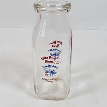 Vintage Milk Bottle Glass Little River Farms Dairy 5.5 Inch NO LID - $16.83