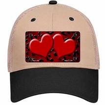 Red Black Cheetah Hearts Oil Rubbed Novelty Khaki Mesh License Plate Hat - £23.31 GBP
