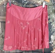 Rebecca Taylor Skirt Size 6 100% Silk Floral Lined Zip Side Tie Pink New - £38.66 GBP