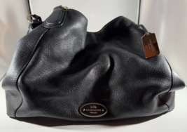 Coach Madison Phoebe Pebbled Leather Hobo Satchel Bag Black Gold Excellent - £76.31 GBP