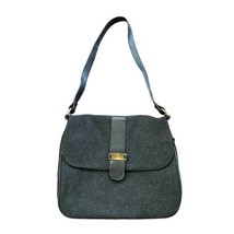 VTG 80s Wool Blend Crossbody Shoulder Bag Satchel Messenger Gray - £31.45 GBP