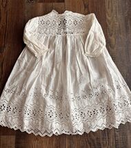 ANTIQUE WHITE BAPTISM CHRISTENING GOWN BABY DOLL DRESS COTTON LACE broderie - $47.49