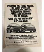1990s Dodge Spirit Plymouth Acclaim Vintage Print Ad Advertisement pa14 - $152.60 MXN