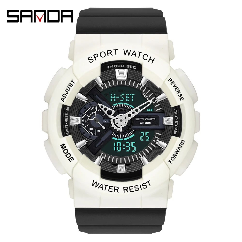 Sanda Men&#39;s    Led Digital Electron Watch Men  Waterproof Multifunctional Dual M - £94.02 GBP