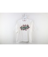 Vintage 90s Streetwear Mens XL Spell Out Singapore Flower T-Shirt White ... - $60.86 CAD