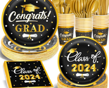 Graduation Party Supplies with Gold Foil, 175 Pcs Disposable Dinnerware ... - $37.22