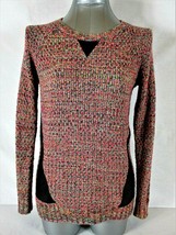 Xhilaration Womens Sz Xs L/S Multi Color Faux Leather Trim Sweater (B2)P - £16.58 GBP