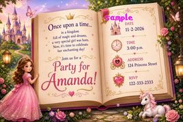 Story Book princess Birthday party Invitations 12 With Envelopes Party S... - $12.38