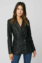 New Black Women&#39;s Blazer Genuine Lambskin Leather Handmade Stylish Casual Formal - £94.80 GBP
