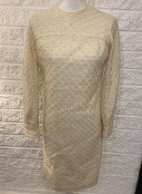 Vintage Pale Butter Yellow Long Sleev Sz 10 Lace Sherbert Originals 60s Dress D9 - £70.51 GBP
