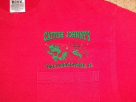 Vtg Catfish Johnny&#39;s Lake Panasoffkee, Florida Red 50/50 T Shirt - M - £18.17 GBP