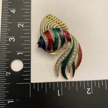 Angel Fish Pin Brooch Enamel Crystal Fashion Jewelry Blue Red Green - $13.50