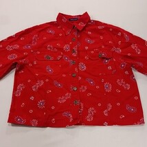 Boston Proper Women's Red Paisley Button Front Denim Jacket Pockets Chest 44 image 11