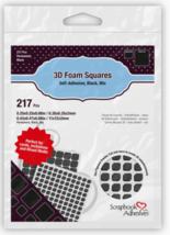 Black Foam Squares Thin 3D Permanent. 217 pcs.  0.25&quot; and 0.5&quot; Variety - $3.25