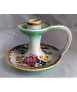 Antique Gouda Holland Dutch Ceramic Pottery Floral Chamberstick Candle H... - $48.90