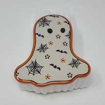 Temp-tations Ghost Bowl Candy Dish Ramekin Cover Lid Halloween Bats Spiderwebs - £23.36 GBP