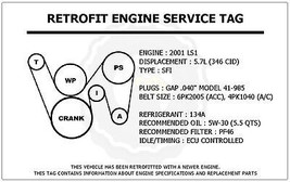 2001 LS1 5.7L Trans Am Retrofit Engine Service Tag Belt Routing Diagram Decal - £11.95 GBP