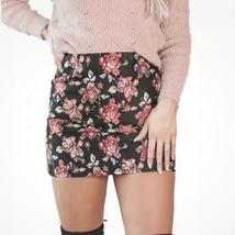 Minkpink Womens XS Larache Mini Skirt Black Pink Floral Print Back Zipper NWT - £36.56 GBP