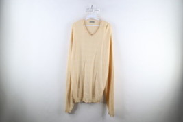 Vintage 90s Streetwear Mens XL Union Made Marled Knit V-Neck Sweater Beige USA - £42.68 GBP