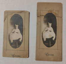 Vintage Cabinet Card Lot of 2 Baby in White Gown on Stool by Emens - £17.97 GBP
