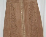 Balmain Paris Brown Lambskin Leather Lace Up Mini Skirt Size Women&#39;s 38  - $445.49