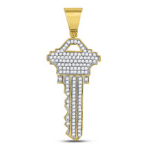 10kt Yellow Gold Mens Diamond Key Charm Fashion Pendant 5/8 Cttw - £398.37 GBP