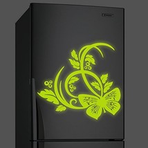 ( 31&quot; x 31&quot; ) Glowing Vinyl Wall Decal Butterfly and Flowers / Glow in Dark Natu - £52.23 GBP