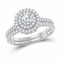 14kt White Gold Round Diamond Bridal Wedding Ring Band Set 1-1/3 Ctw - £2,206.85 GBP
