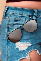 Black/Silver Unisex Aviator Sunglasses - £30.90 GBP