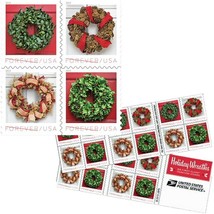 Holiday Wreaths Book of 20  -  Stamps Scott 5427b - $29.66