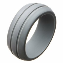 Modern Gray Silicone Ring Mens Minimalist Rubber Wedding Band 9mm Sizes 9-12 - £7.85 GBP