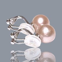 Exceptional Luster 10 - 10.5mm Purple Rose Pink Round Edison Pearl Clip Earrings - £64.79 GBP