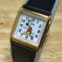VTG Lorus Disney Mickey Quartz Watch V811-5370 Women Gold Tone Square Ne... - £20.97 GBP