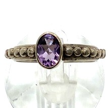 Vintage Sterling Silver Amethyst Stackable February Birthstone Dainty Ring Sz 8 - £35.83 GBP