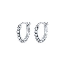 Aide 925 Silver Vintage Bohemian Beads Hoop Earrings Ethnic Style Half Circle Hu - £8.92 GBP