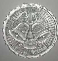 HOLIDAY BELLS Christmas Ornament Clear Glass Round Flat 3 1/4" Dia. Vintage - $7.25 HOLIDAY BELLS Christmas Ornament Clear Glass Round Flat 3 1/4" Dia. Vintage - $7.25