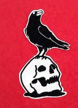 Raven On Skull &quot;Nevermore&quot; Iron On Sew On Embroidered Patch 2 &quot;X 3 7/8 &quot; - £5.20 GBP