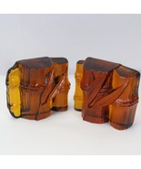 Blenko Amber Glass Bamboo Shaft Bookend Vintage MCM Midcentury 4.8&quot; H x ... - $225.39