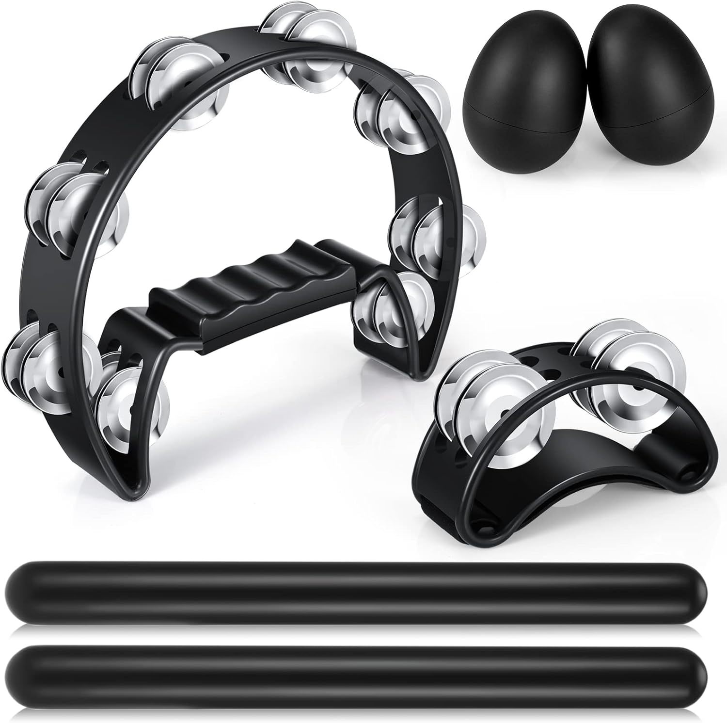 Yeshone 6 Pcs Tambourines For Adults, Hand Held Half Moon Tambourine Foo... - $34.93