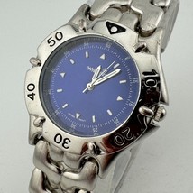 VTG Wrangler Quartz Watch Men Rotating Bezel Silver Blue Analog New Batt... - $26.59