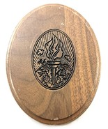 Vintage Engraved Olympic Torch Scene Wooden Oval Trinket Box 5” Long - $5.38