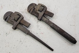 *PV30) Vintage Pair of 2 Tools Steel Adjustable Jaw Pipe Wrench 10 - £7.75 GBP