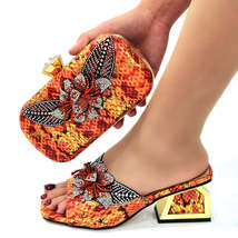 Italian Design Snake Pattern Rhinestone Flower Shoes and Bag - £95.76 GBP